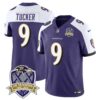 Ravens 20th Season Patch Vapor Limited Jersey – All Stitched – Purple Alternate – Justin Tucker Jersey