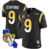 Rams California Patch Vapor Limited Jersey – All Stitched – Black – Matthew Stafford Jersey