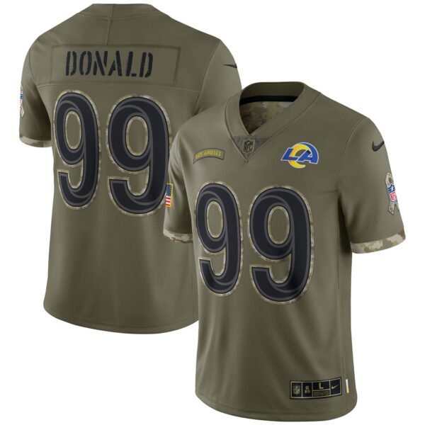 Los Angeles Rams Super Bowl LVI Black Gold Jersey – All Stitched – Salute To Service – Aaron Donald Jersey