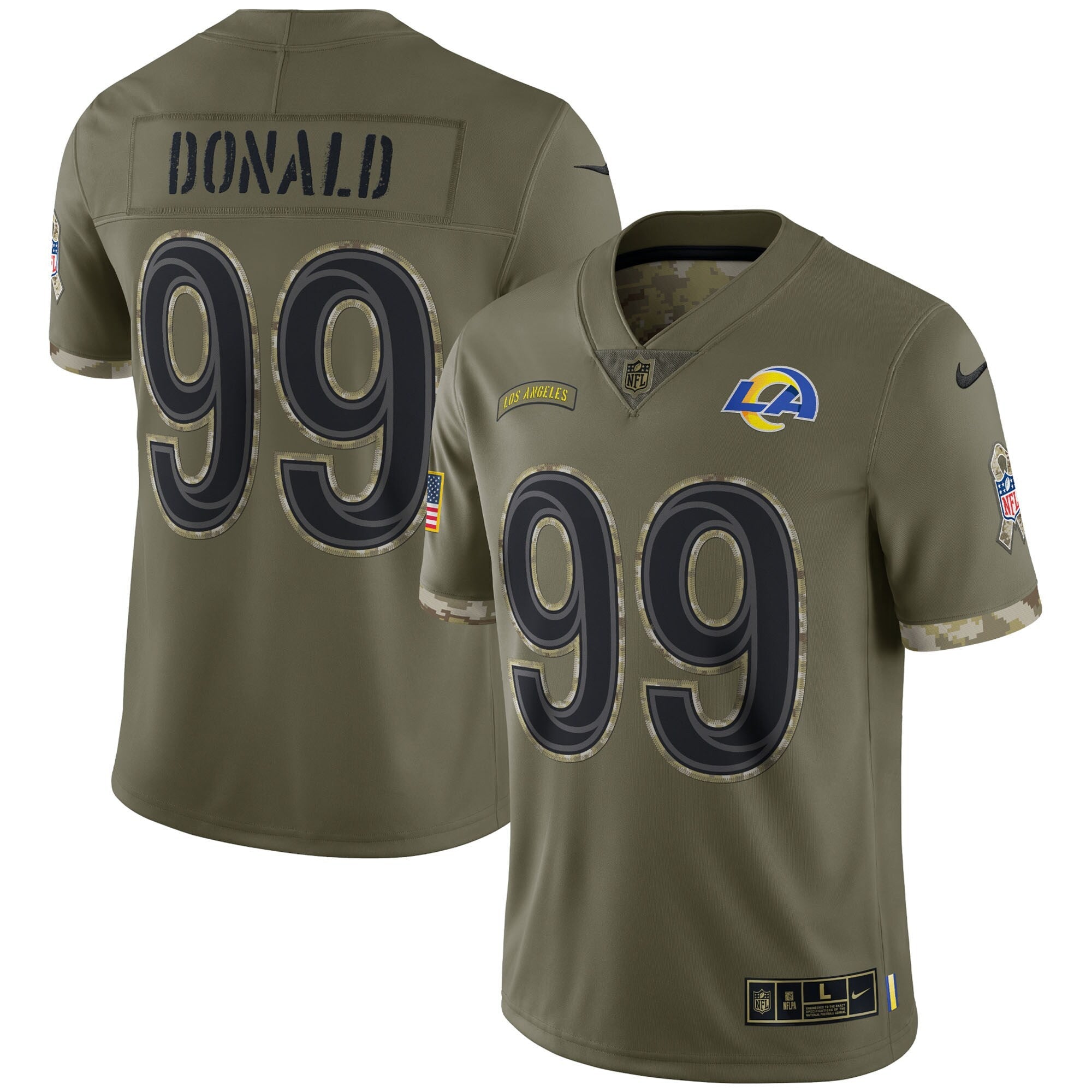 Los Angeles Rams Super Bowl LVI Black Gold Jersey – All Stitched – Salute To Service – Aaron Donald Jersey