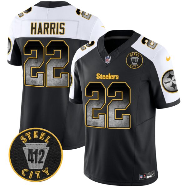 Steelers Arch Smoke 412 Patch Vapor Limited Jersey – All Stitched – Alternate – Najee Harris Jersey