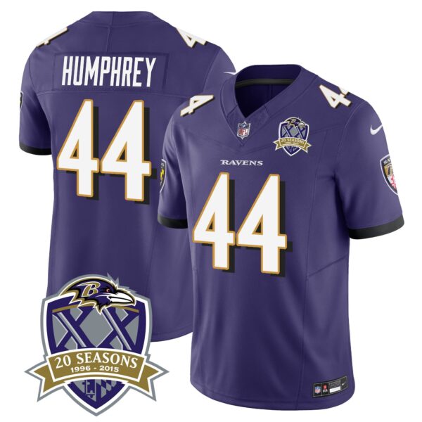 Ravens 20th Season Patch Vapor Limited Jersey – All Stitched – Purple – Marlon Humphrey Jersey