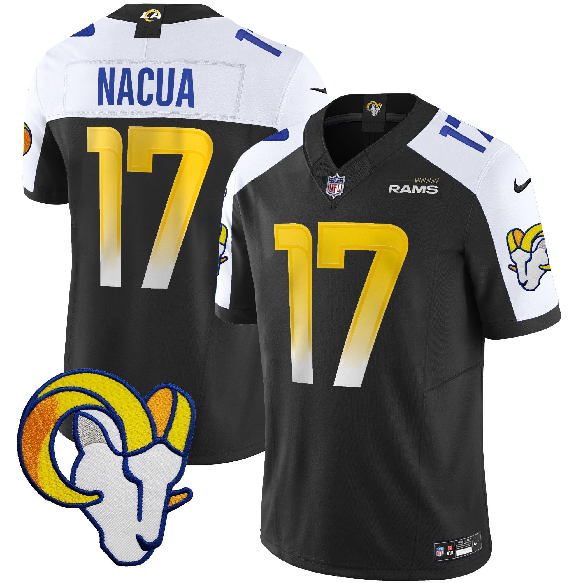 Rams Vapor Limited Jersey V2 – All Stitched – Black Alternate – Puka Nacua Jersey