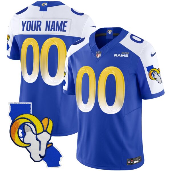 Rams California Patch Vapor Limited Custom Jersey – All Stitched – Royal Alternate Jersey