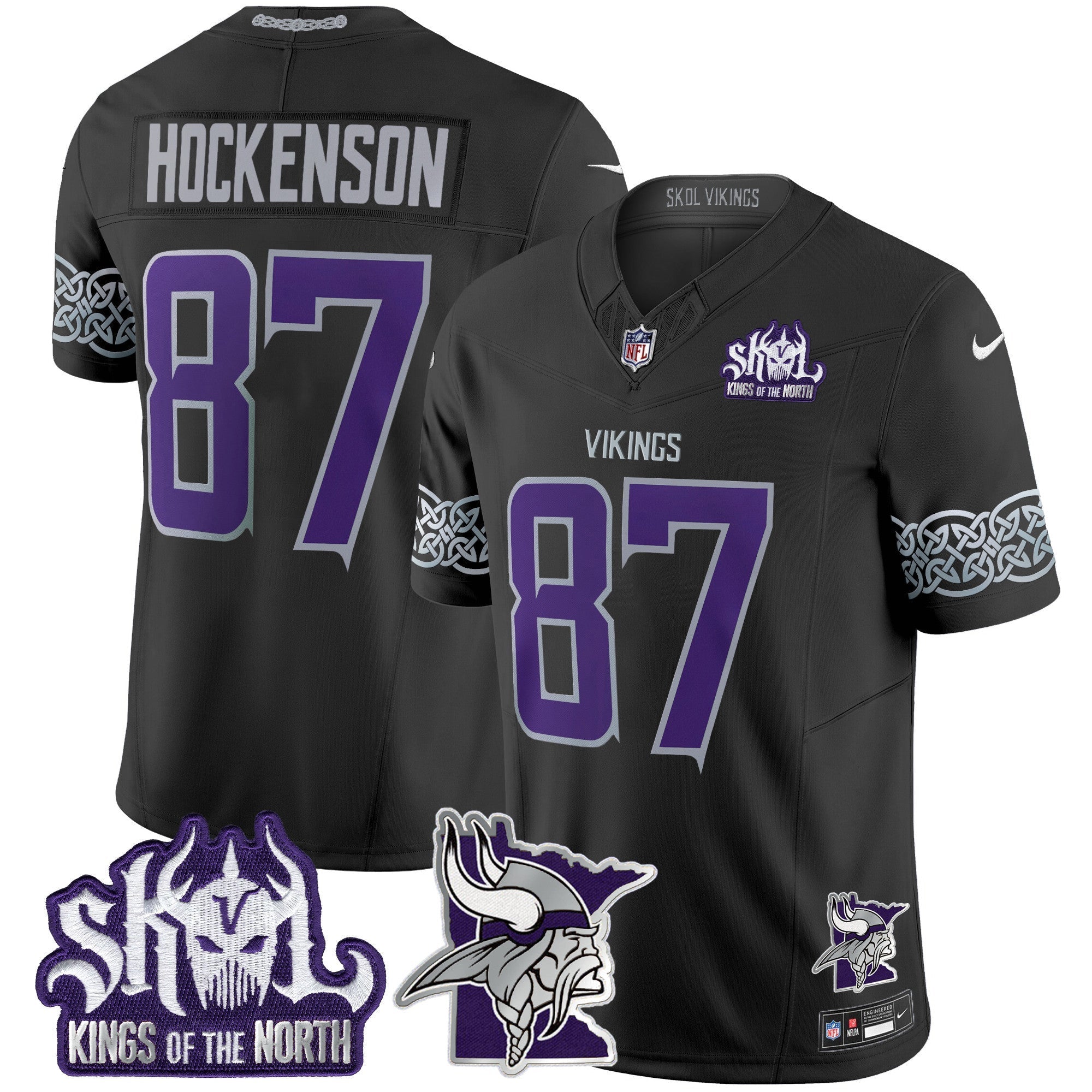 Minnesota Vikings 2024 Winter Warrior Skol Patch Vapor Limited Jersey V2 – All Stitched – Black – T.J. Hockenson Jersey