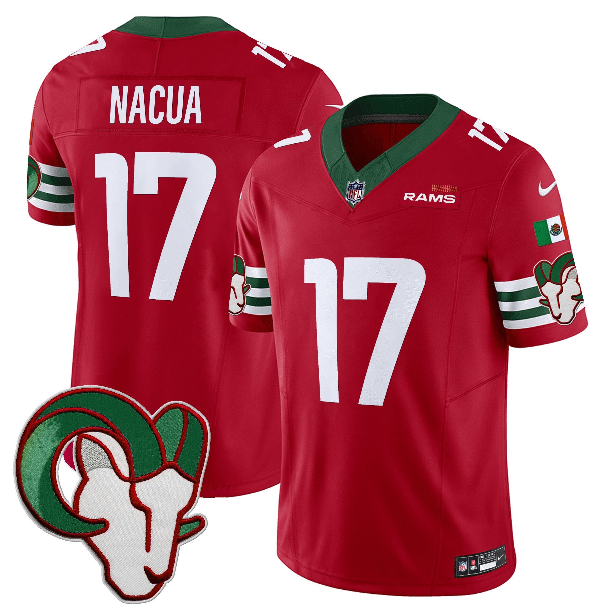 Rams Mexico Vapor Limited Jersey – All Stitched – Red – Puka Nacua Jersey