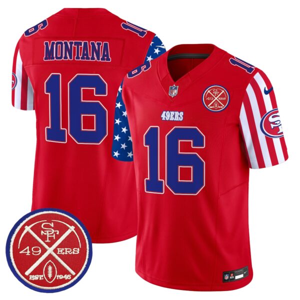 49ers American Style Vapor Limited Jersey – All Stitched – Red – Joe Montana Jersey