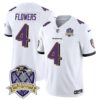 Ravens 20th Season Patch Vapor Limited Jersey – All Stitched – White – Zay Flowers Jersey