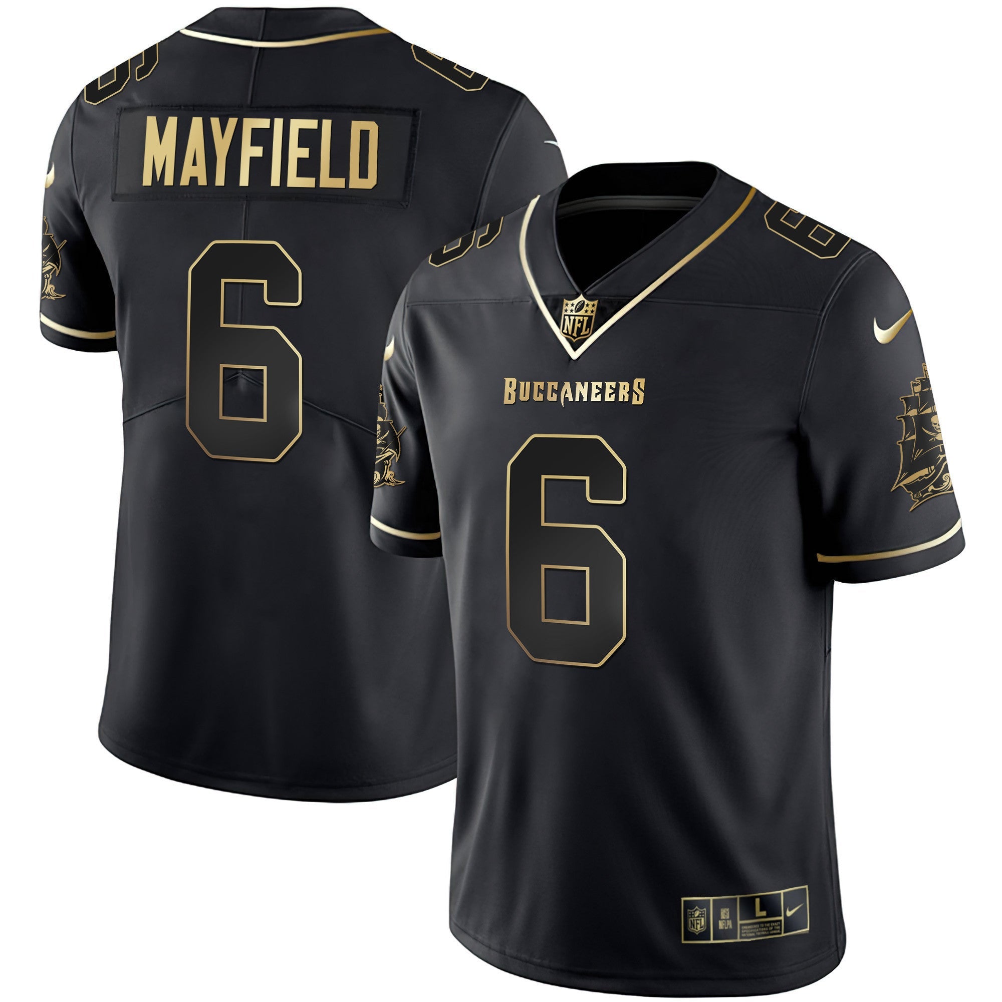 Buccaneers Gold Vapor Jersey – All Stitched – Black Gold – Baker Mayfield Jersey