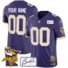 Vikings Bud Grant & Minnesota Patch Classic Limited Custom Jersey – All Stitched – Purple Jersey