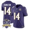 Ravens 20th Season Patch Vapor Limited Jersey – All Stitched – Purple – Kyle Hamilton Jersey