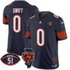 Bears Illinois & Dick Butkus Patch Vapor Limited Jersey – All Stitched – Navy – D’Andre Swift Jersey