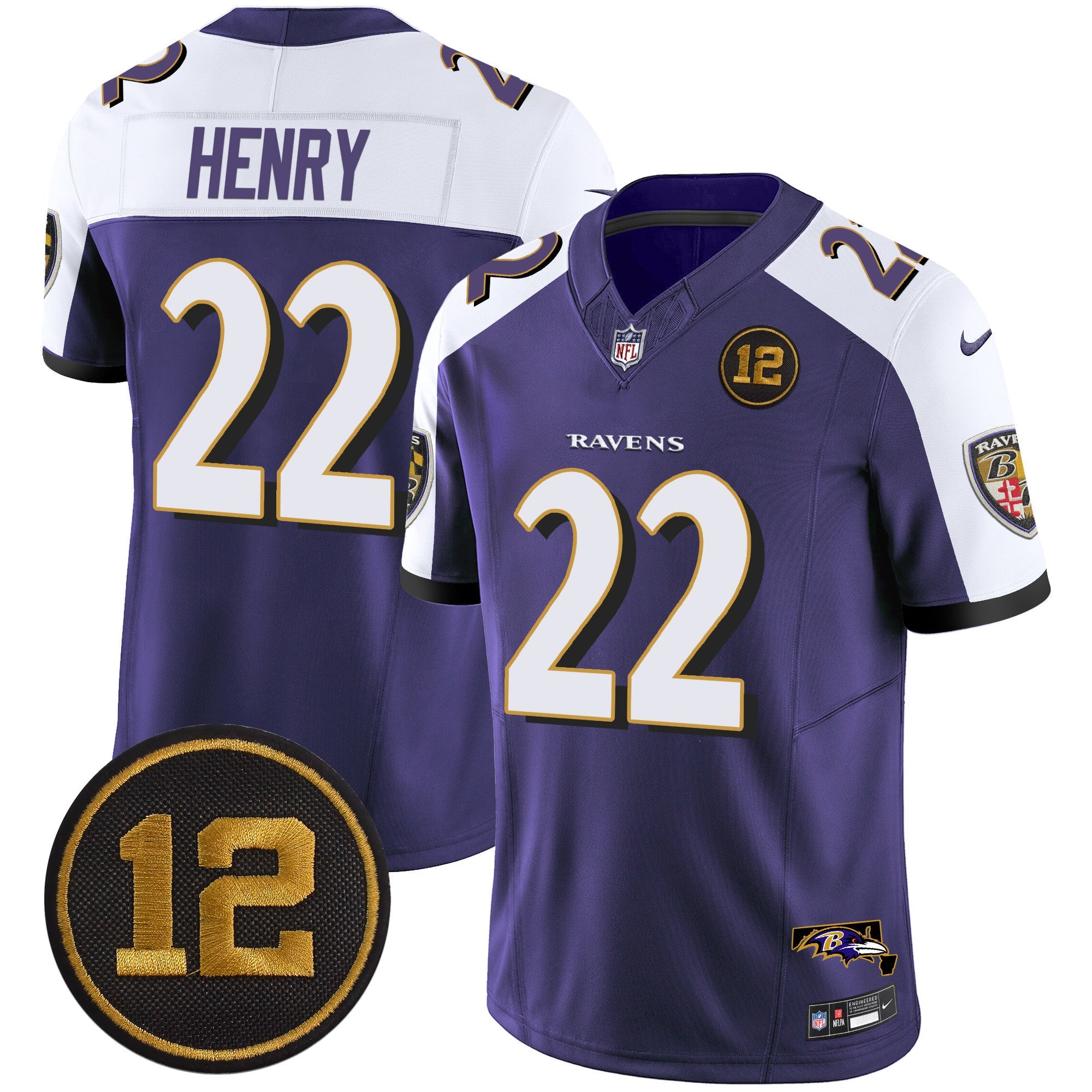 Ravens Jacoby Jones Patch Vapor Limited Jersey – All Stitched – Purple Alternate – Derrick Henry Jersey
