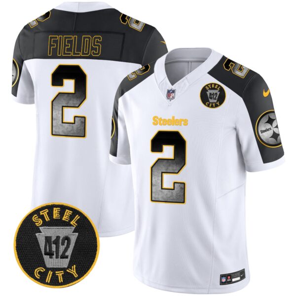 Steelers Arch Smoke 412 Patch Vapor Limited Jersey – All Stitched – Inverted – Justin Fields Jersey