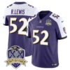Ravens 20th Season Patch Vapor Limited Jersey – All Stitched – Purple Alternate – Ray Lewis Jersey