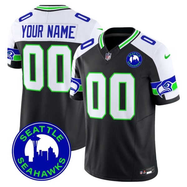 Seahawks 2024 Seattle City Patch Vapor Limited Custom Jersey – All Stitched – Black Alternate Jersey