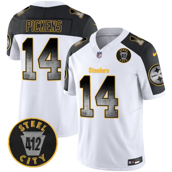 Steelers Arch Smoke 412 Patch Vapor Limited Jersey – All Stitched – Inverted – George Pickens Jersey