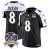 Ravens 20th Season Patch Vapor Limited Jersey – All Stitched – Black Alternate – Lamar Jackson Jersey