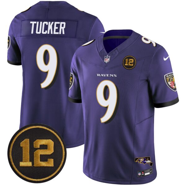 Ravens Jacoby Jones Patch Vapor Limited Jersey – All Stitched – Purple – Justin Tucker Jersey