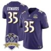 Ravens 20th Season Patch Vapor Limited Jersey – All Stitched – Purple – Gus Edwards Jersey
