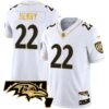 Derrick Henry Ravens Maryland Patch Vapor Gold Jersey – All Stitched – Men – White Gold Jersey