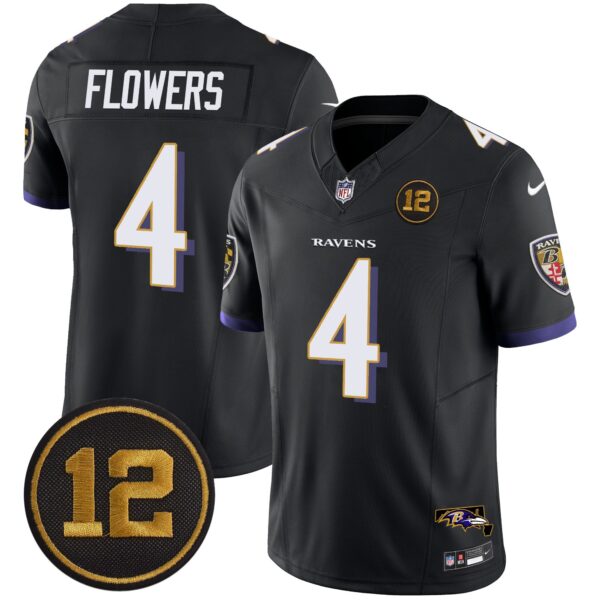 Ravens Jacoby Jones Patch Vapor Limited Jersey – All Stitched – Black – Zay Flowers Jersey