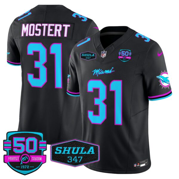 Dolphins Miami Vice Vapor Limited Jersey V4 – All Stitched – Black – Raheem Mostert Jersey
