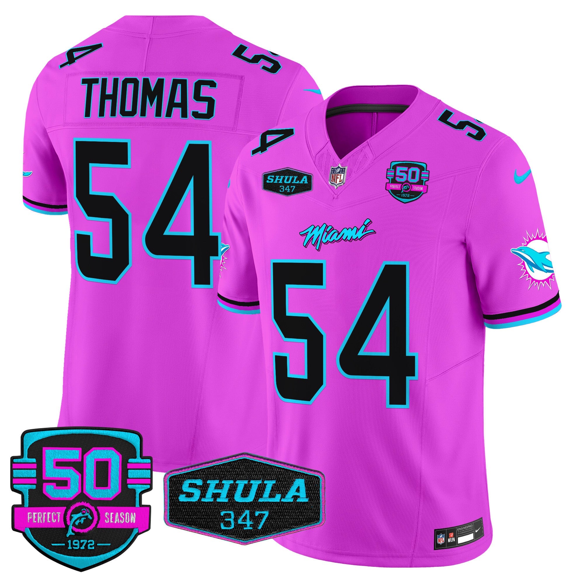 Dolphins Miami Vice Vapor Limited Jersey V4 – All Stitched – Pink – Zach Thomas Jersey