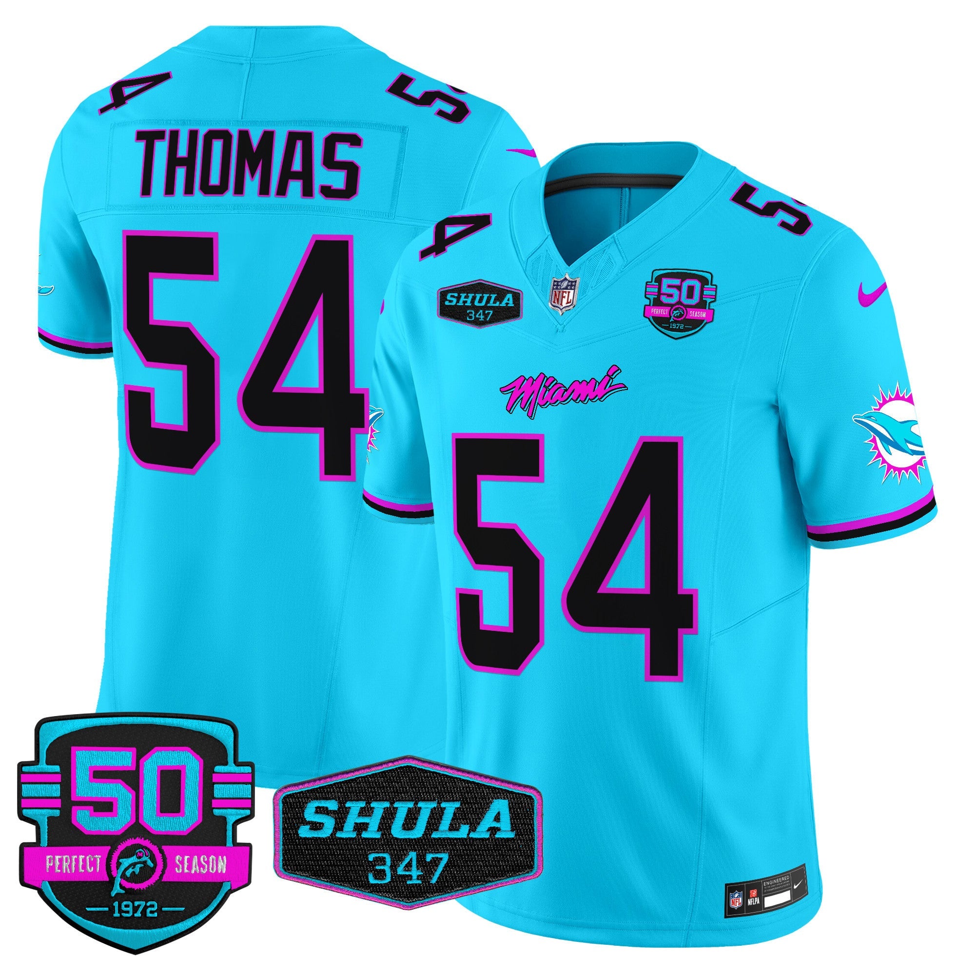 Dolphins Miami Vice Vapor Limited Jersey V4 – All Stitched – Aqua – Zach Thomas Jersey