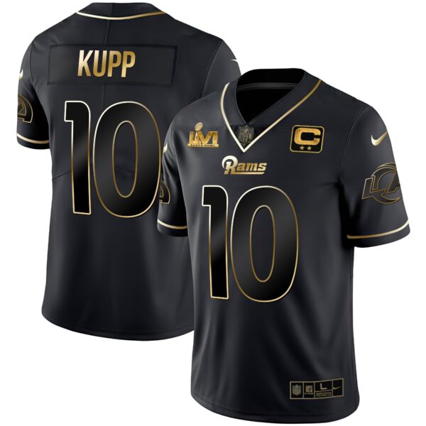 Los Angeles Rams Super Bowl LVI Black Gold Jersey – All Stitched – Black Gold – Cooper Kupp Jersey