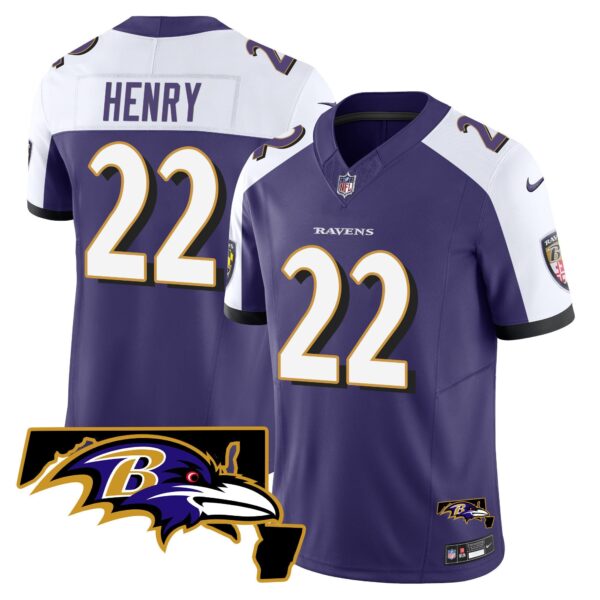 Derrick Henry Ravens Maryland Patch Vapor Limited Jersey – All Stitched – Men – Purple Alternate Jersey
