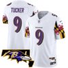 Ravens Maryland Flag Vapor Limited Jersey V2 – All Stitched – White – Justin Tucker Jersey