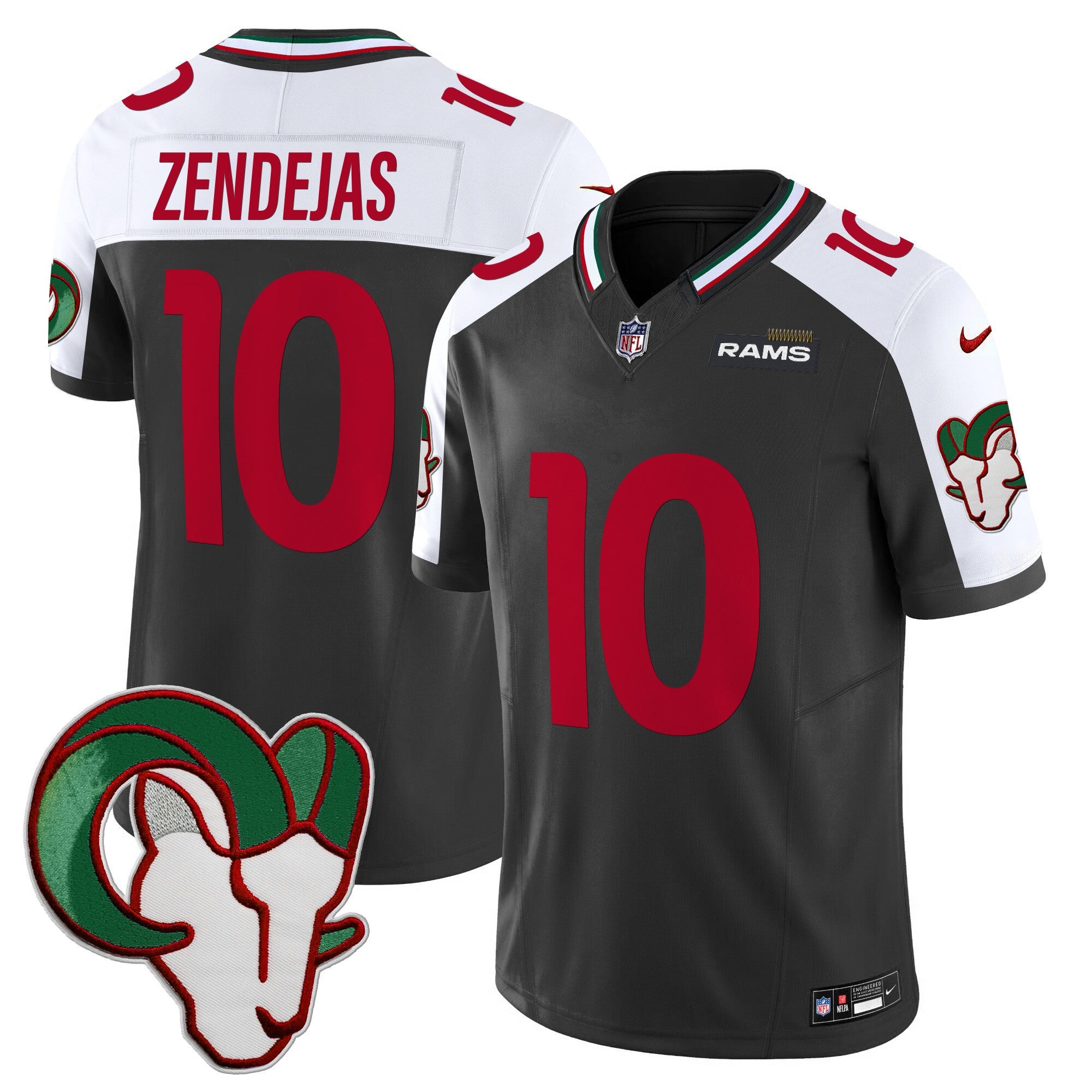 Rams Mexico Vapor Limited Jersey – All Stitched – Black Alternate – Tony Zendejas Jersey