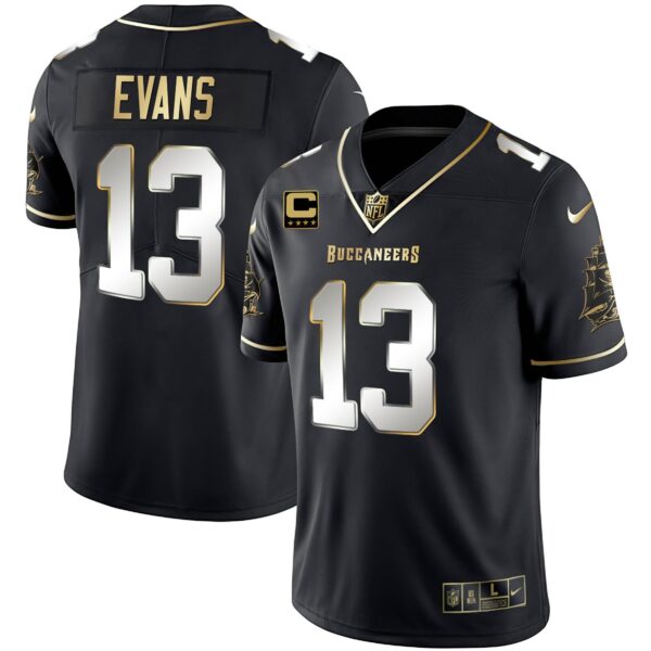 Buccaneers Gold Vapor Jersey – All Stitched – Black Limited – Mike Evans Jersey