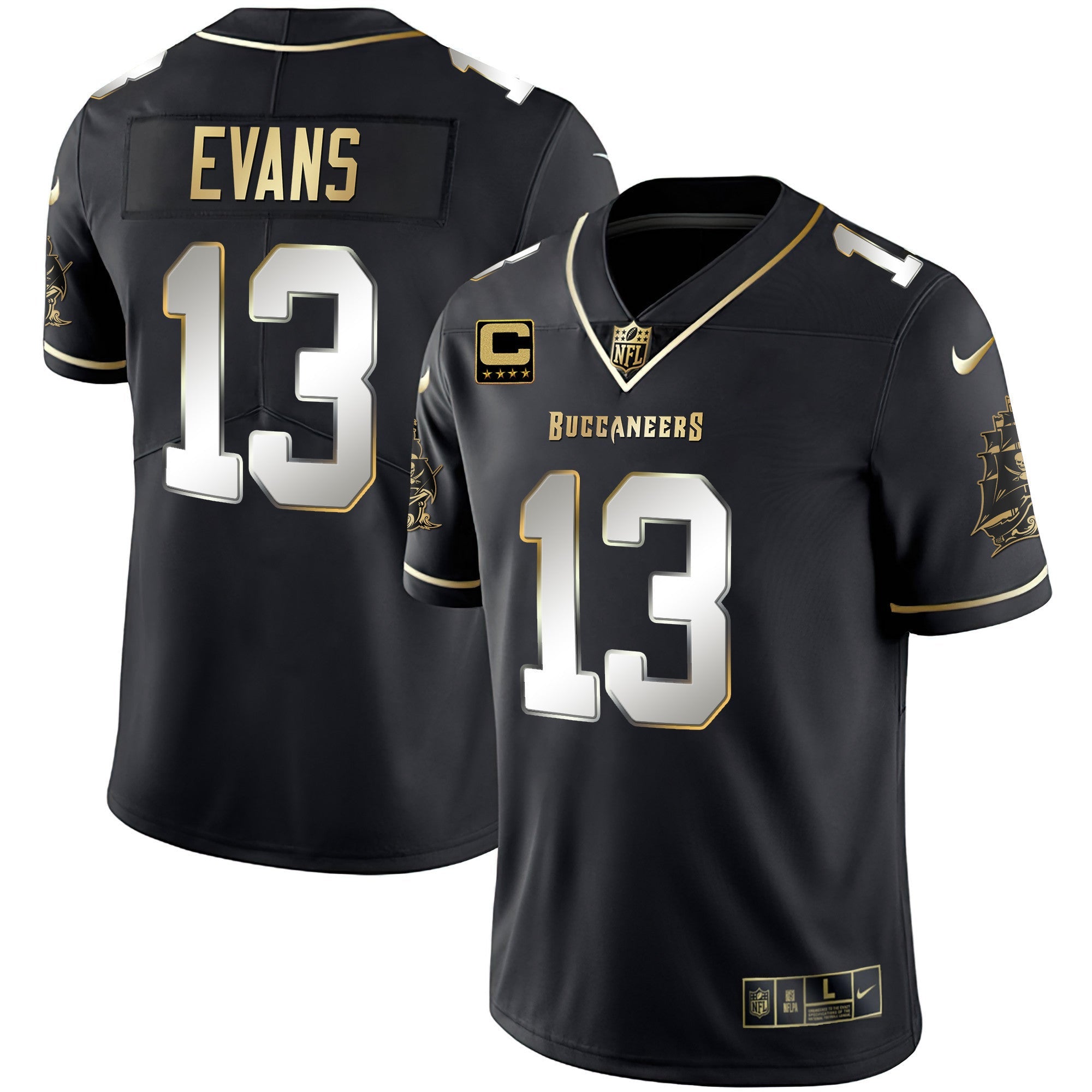 Buccaneers Gold Vapor Jersey – All Stitched – Black Limited – Mike Evans Jersey