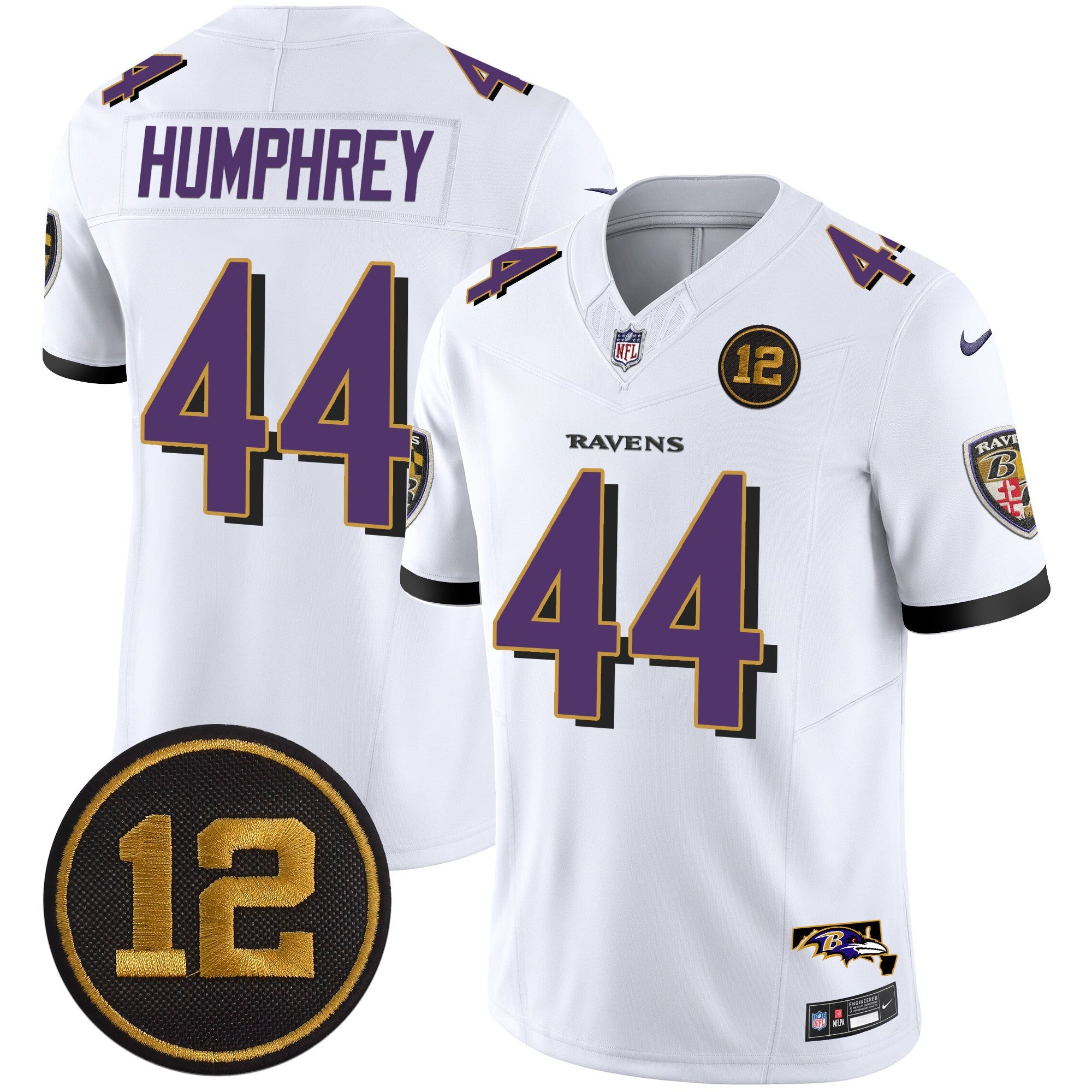 Ravens Jacoby Jones Patch Vapor Limited Jersey – All Stitched – White – Marlon Humphrey Jersey