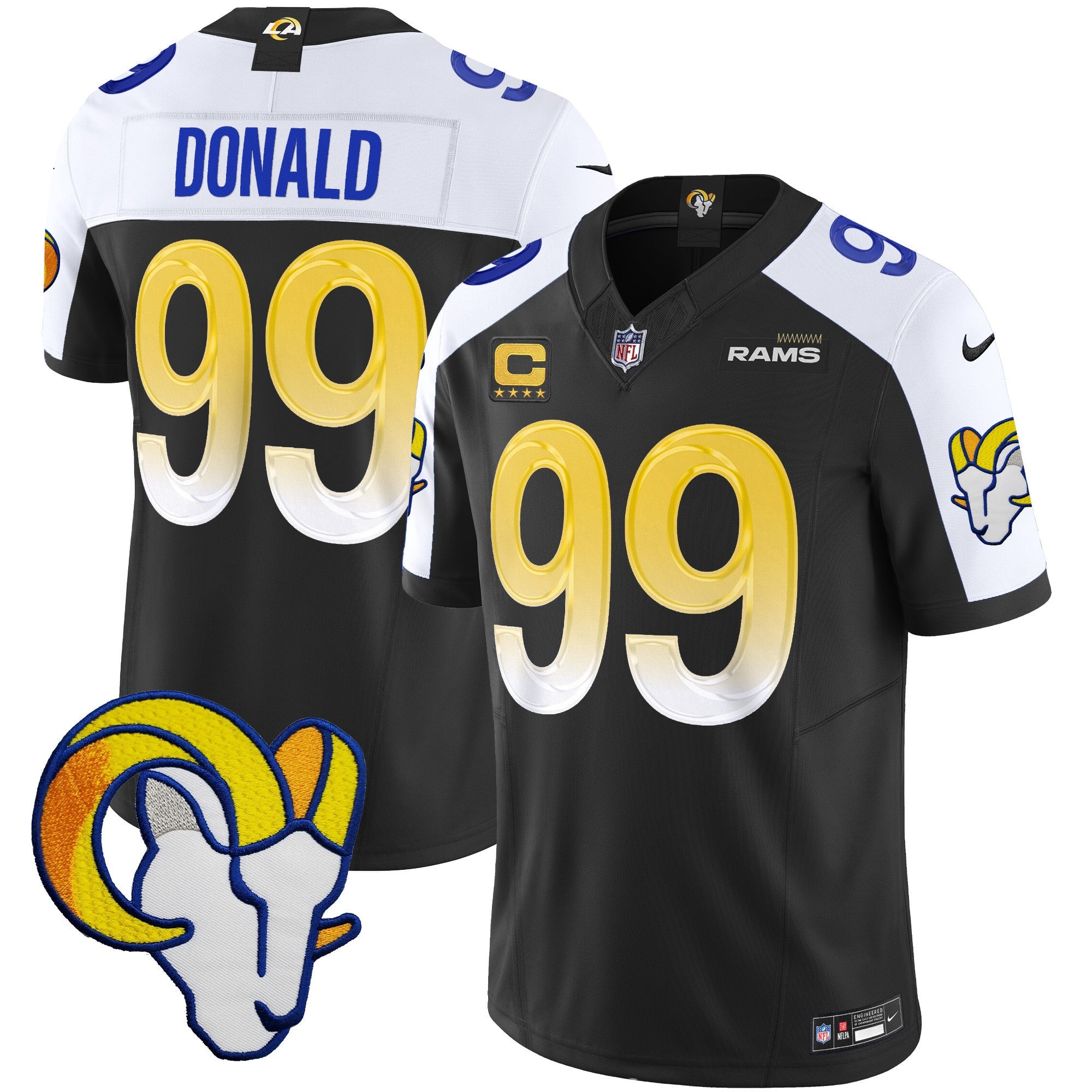 Rams Vapor Limited Jersey V2 – All Stitched – Black Alternate – Aaron Donald Jersey