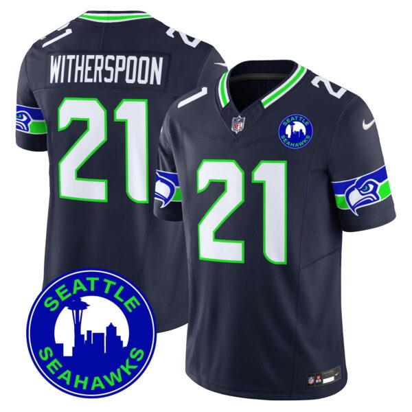 Seahawks 2024 Seattle City Patch Vapor Limited Jersey – All Stitched – Navy – Devon Witherspoon Jersey