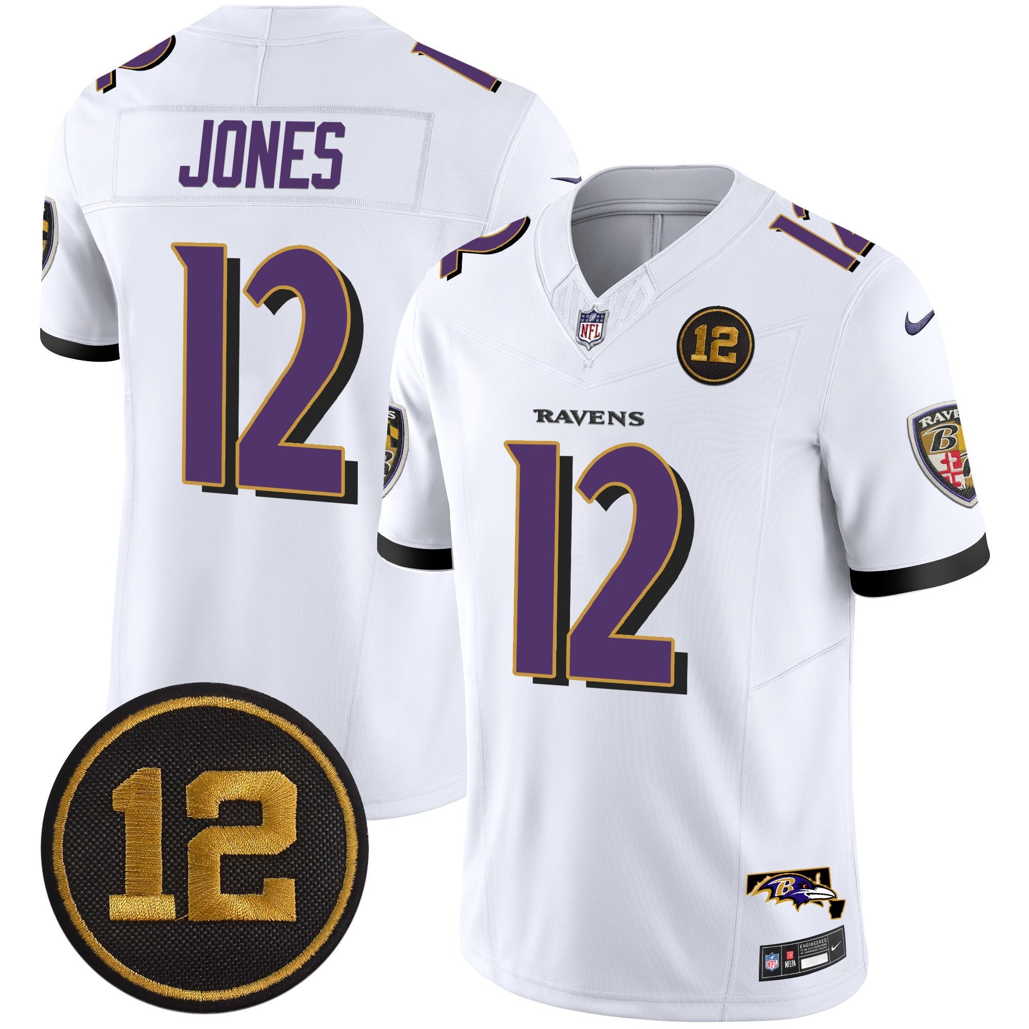 Ravens Jacoby Jones Patch Vapor Limited Jersey – All Stitched – White – Jacoby Jones Jersey