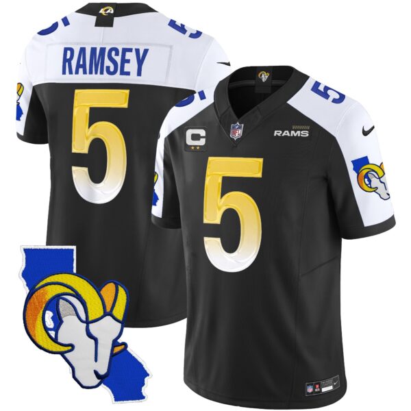 Rams California Patch Vapor Limited Jersey – All Stitched – Black Alternate – Jalen Ramsey Jersey