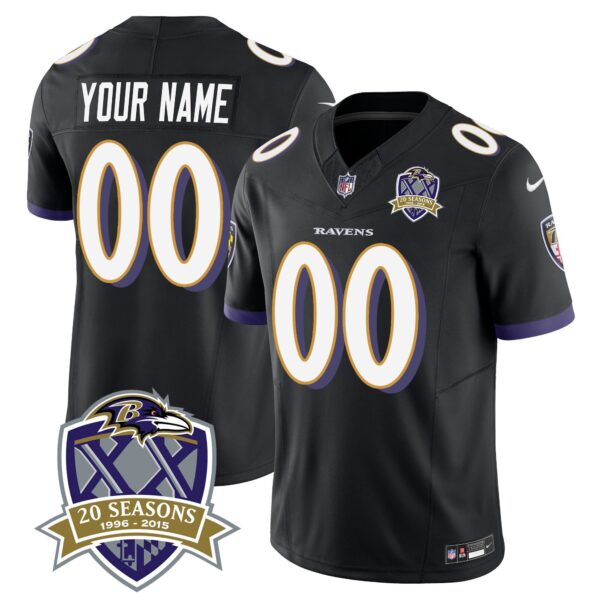 Ravens 20th Season Patch Vapor Limited Custom Jersey – All Stitched – Black Jersey