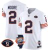 Bears Throwback Illinois Patch Vapor Jersey – All Stitched – White – D.J. Moore Jersey