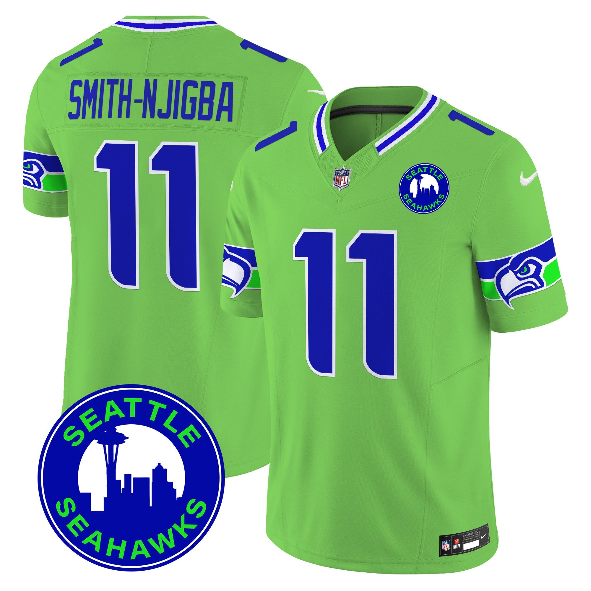 Seahawks 2024 Seattle City Patch Vapor Limited Jersey – All Stitched – Green – Smith-Njigba Jersey