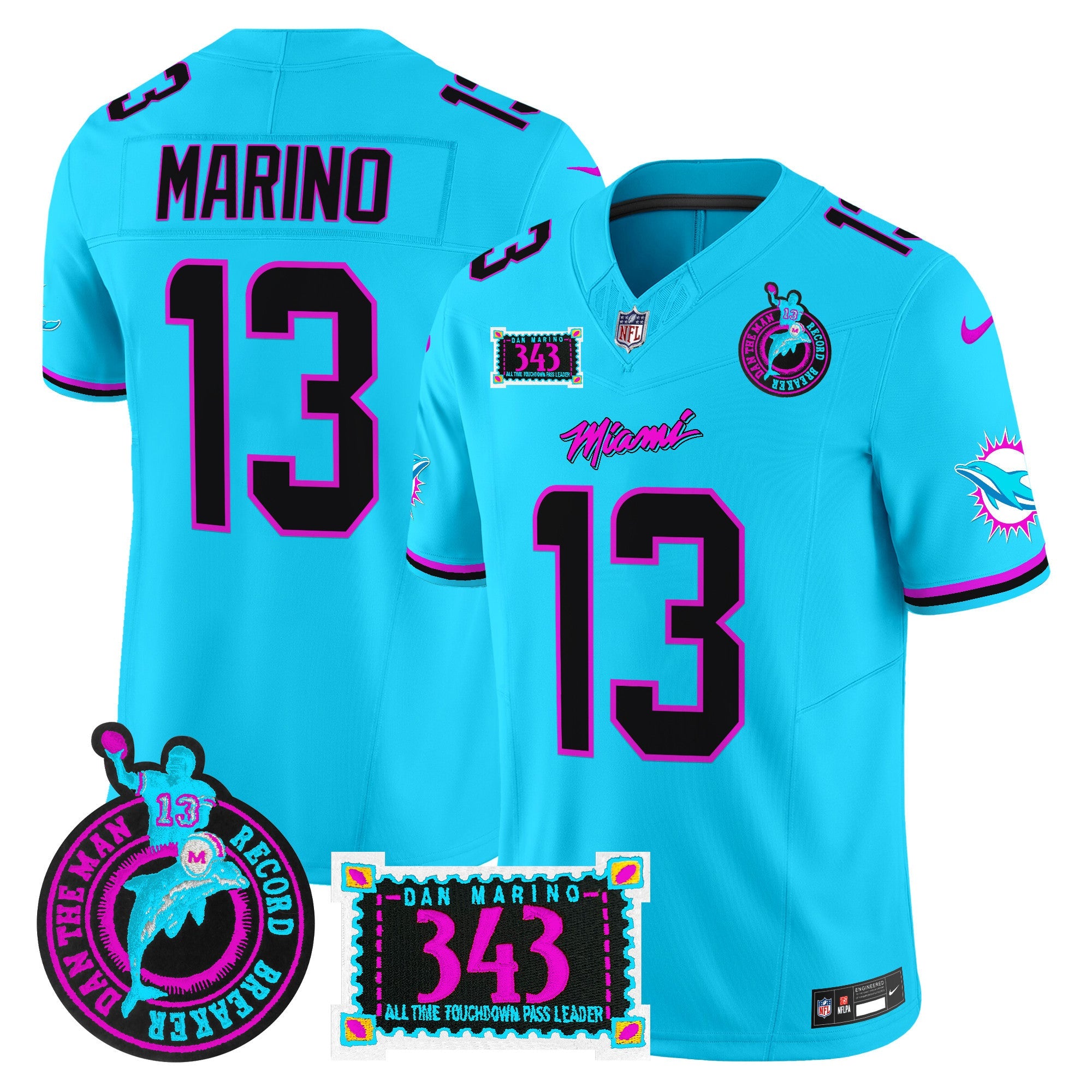 Dolphins Dan the Man Record Breaker Patch Vapor Limited Jersey – All Stitched – Aqua – Dan Marino Jersey