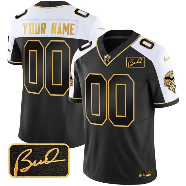 Vikings Bud Grant Patch Gold Limited Custom Jersey V2 – All Stitched – Alternate Jersey