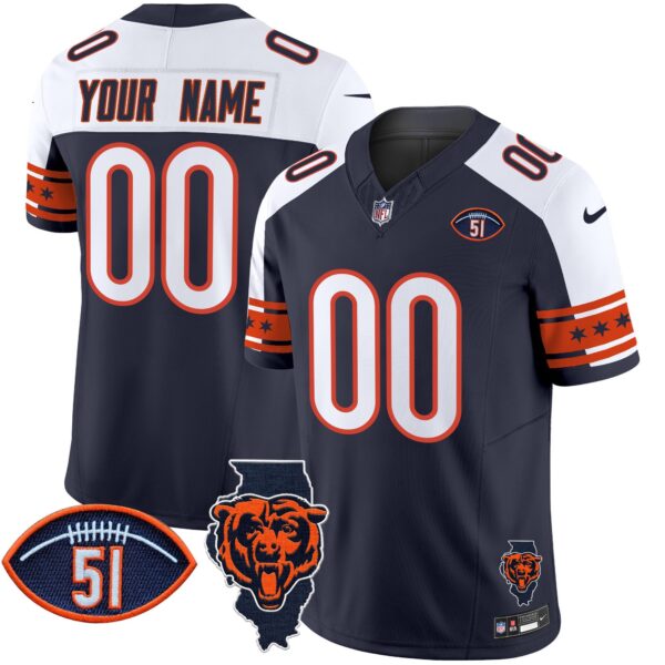 Bears Illinois & Dick Butkus Patch Vapor Limited Custom Jersey – All Stitched – Alternate Jersey