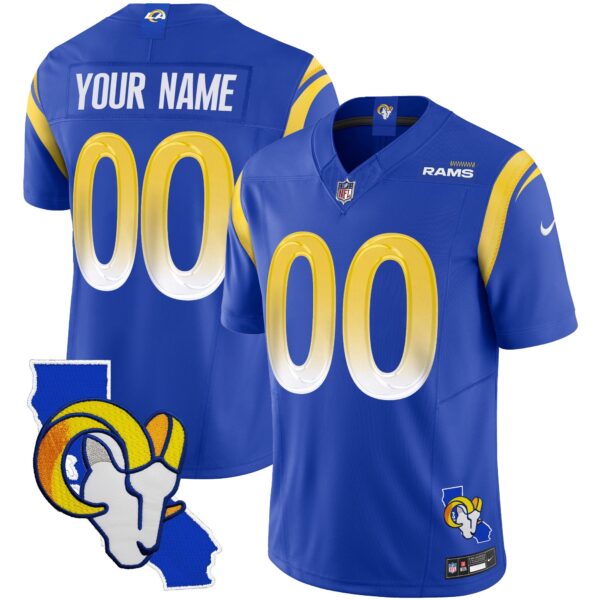 Rams California Patch Vapor Limited Custom Jersey – All Stitched – Royal Jersey