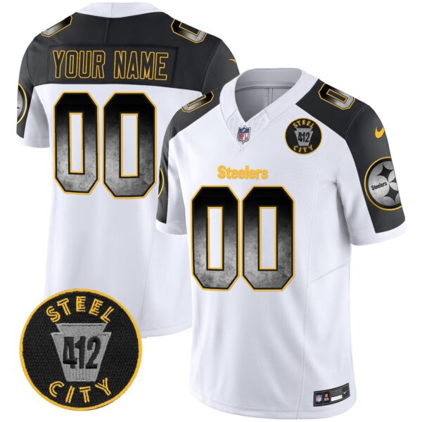 Steelers Arch Smoke 412 Patch Vapor Limited Custom Jersey – All Stitched – Inverted Jersey