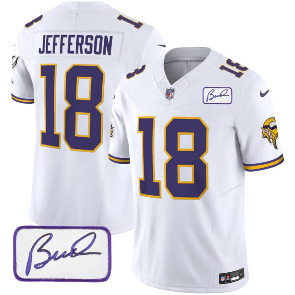 Vikings Vapor Limited Player 2024 Jersey TLA – All Stitched – White – Justin Jefferson Jersey