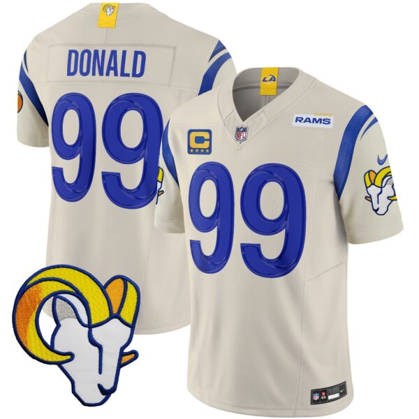 Rams Vapor Limited Jersey V2 – All Stitched – Bone – Aaron Donald Jersey